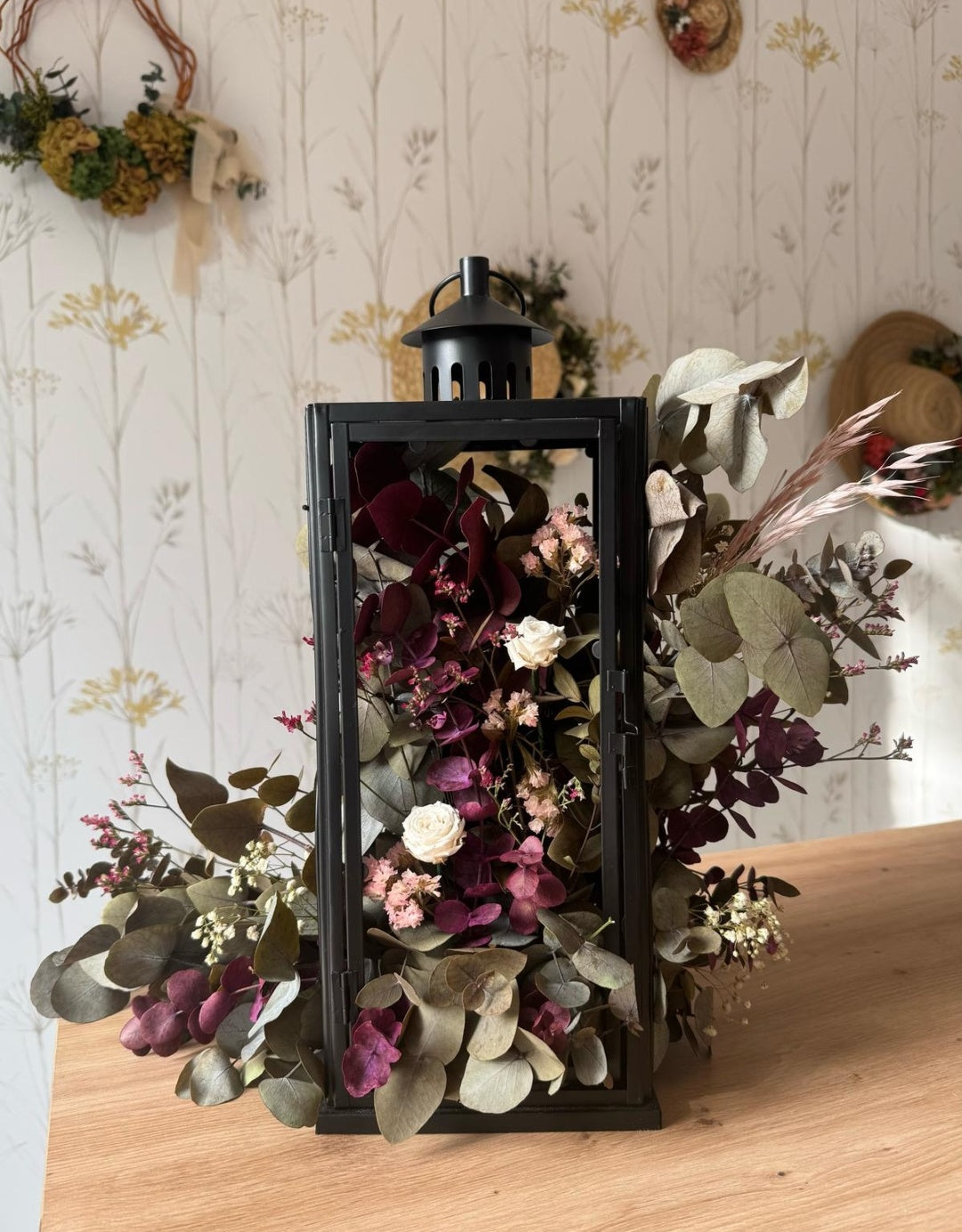 Taller Farol con flores preservadas