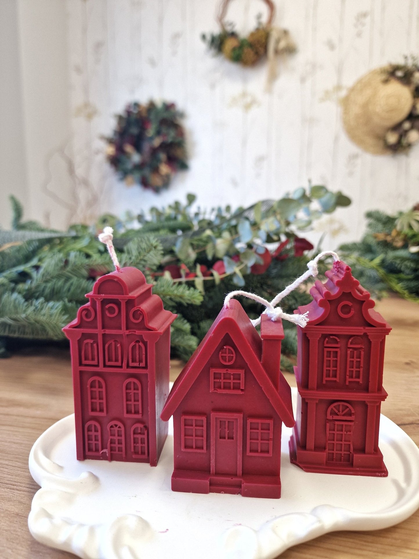 artesanal Set Velas Pueblo Granate hecho a mano en Taller Floral by Vera Kiperi Zaragoza