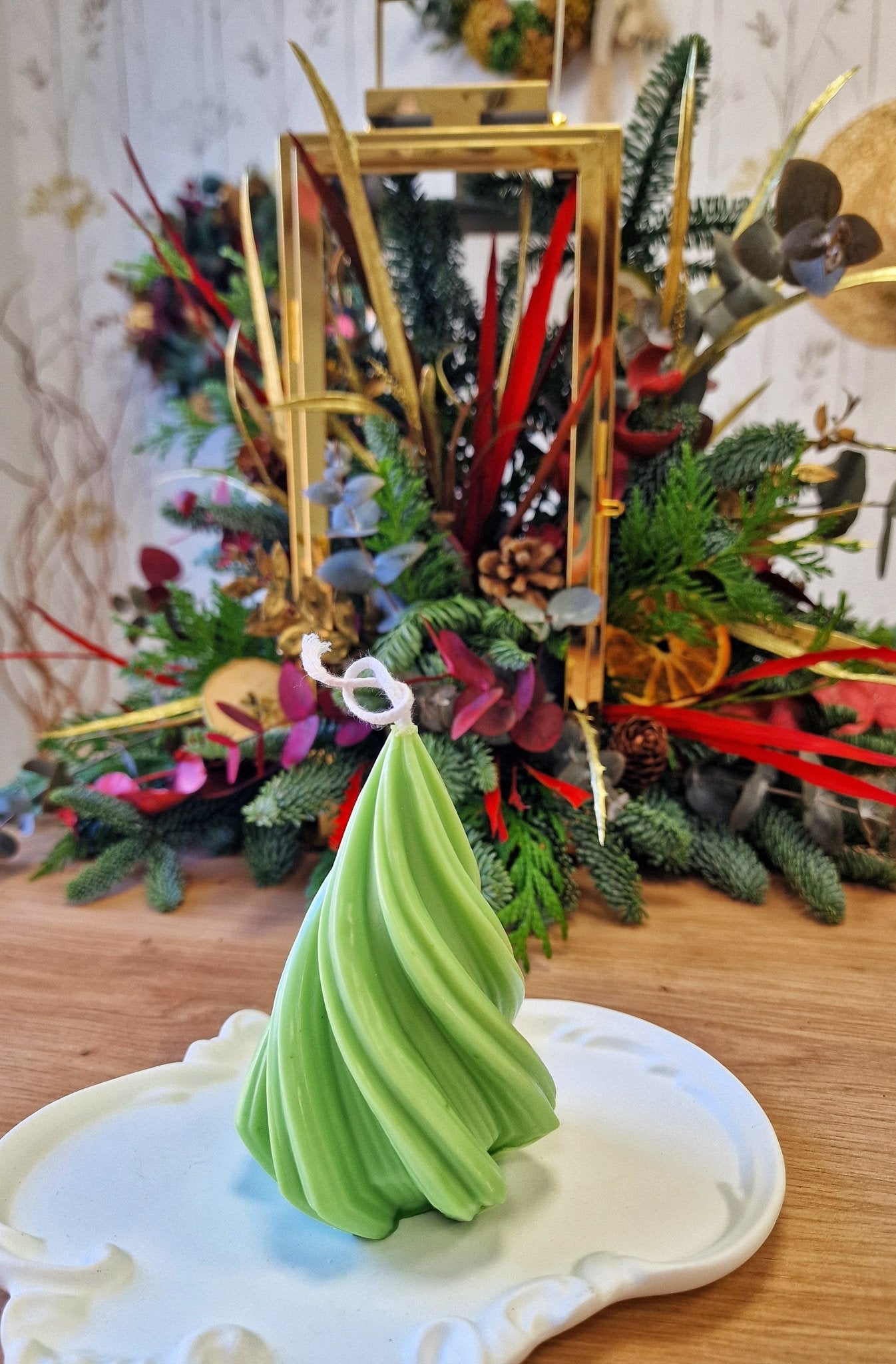 artesanal Vela Arbol verde claro hecho a mano en Taller Floral by Vera Kiperi Zaragoza