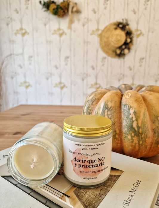 Velas Inspiradoras – “Decir que NO y priorizarte” – Pera y Fresas