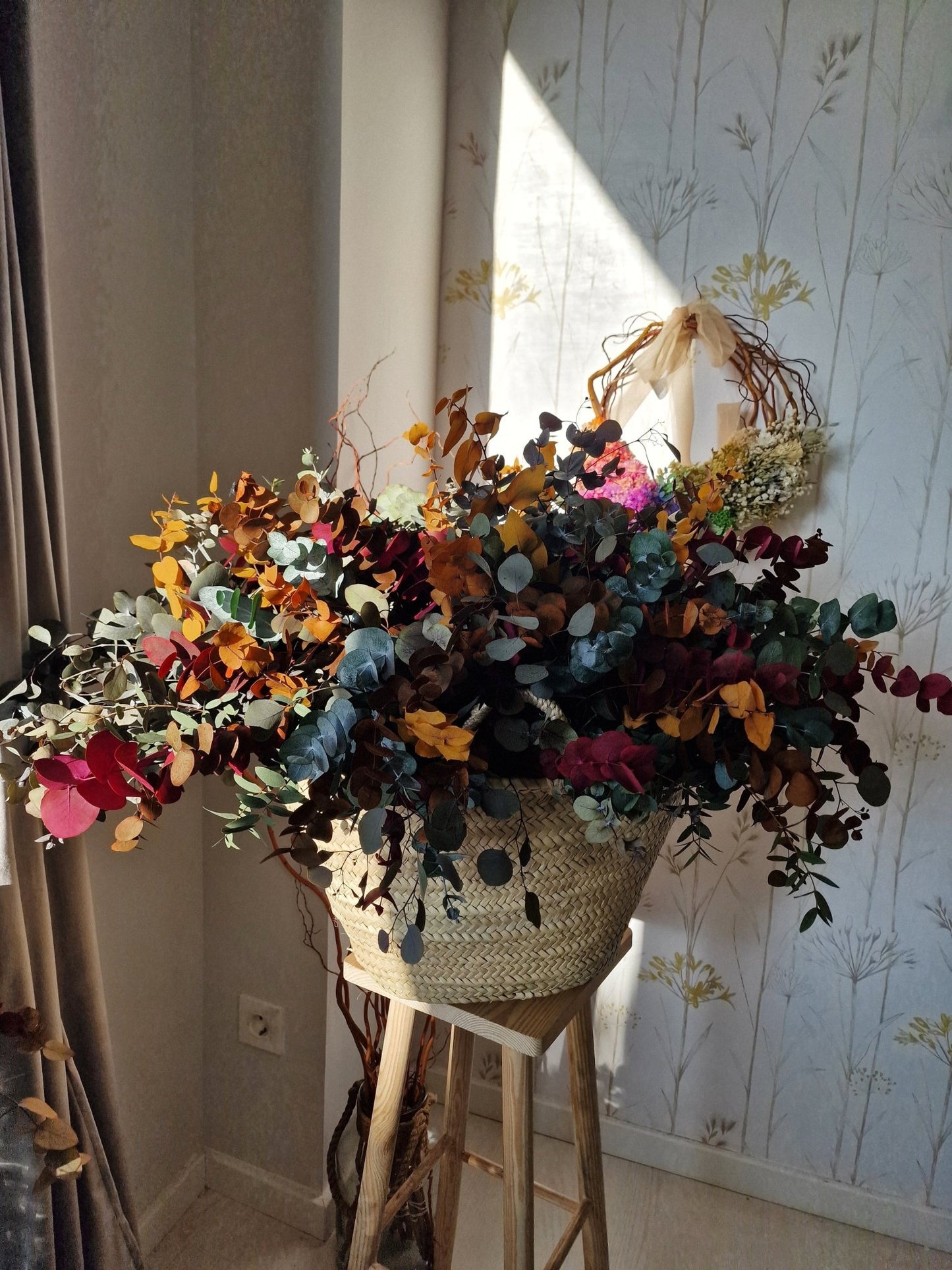 artesanal Capazo Eucalipto preservado hecho a mano en Taller Floral by Vera Kiperi Zaragoza