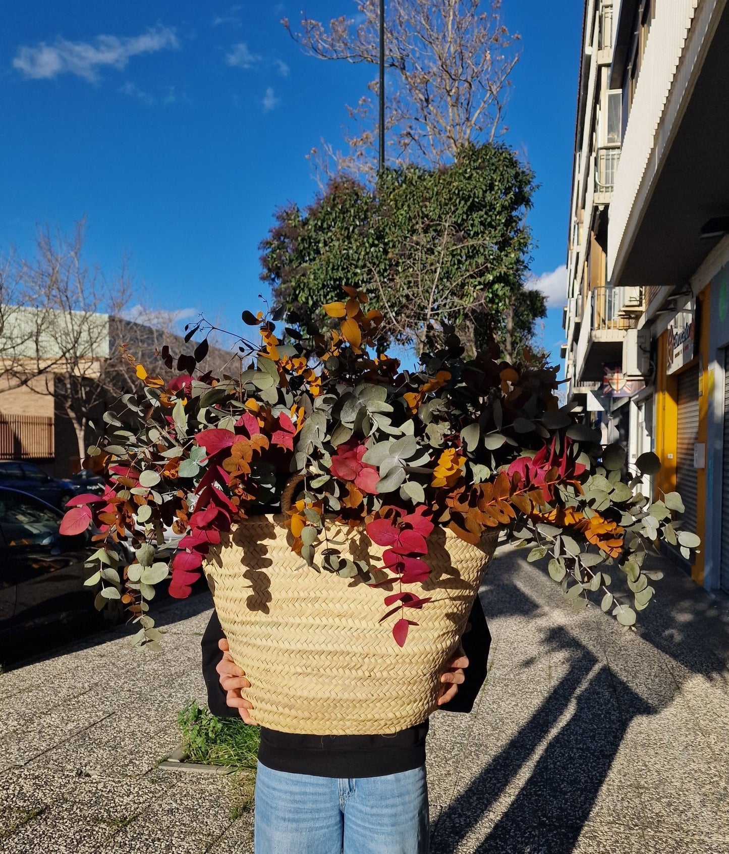 artesanal Capazo Eucalipto preservado hecho a mano en Taller Floral by Vera Kiperi Zaragoza