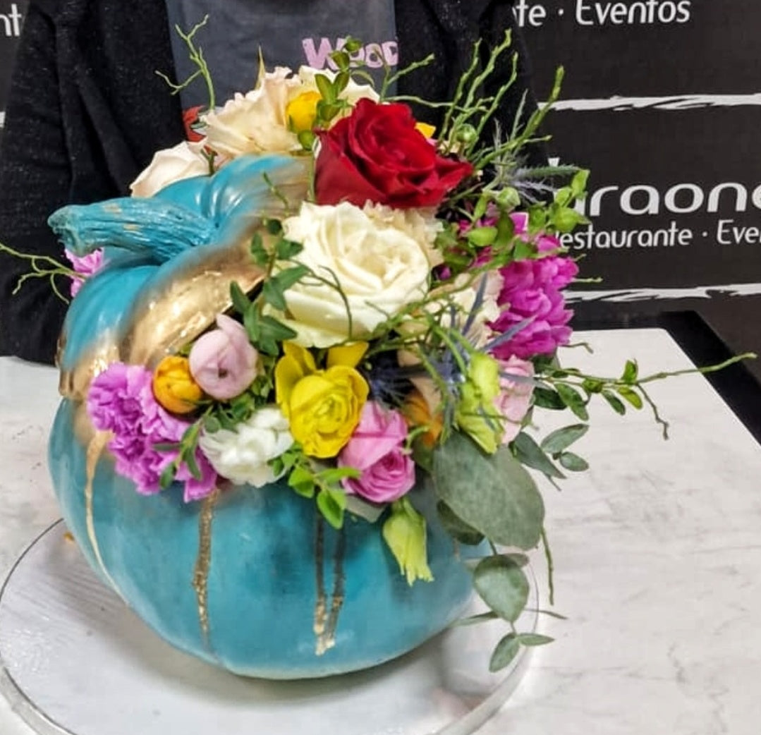 Taller de Calabaza Decorada con Flores Naturales
