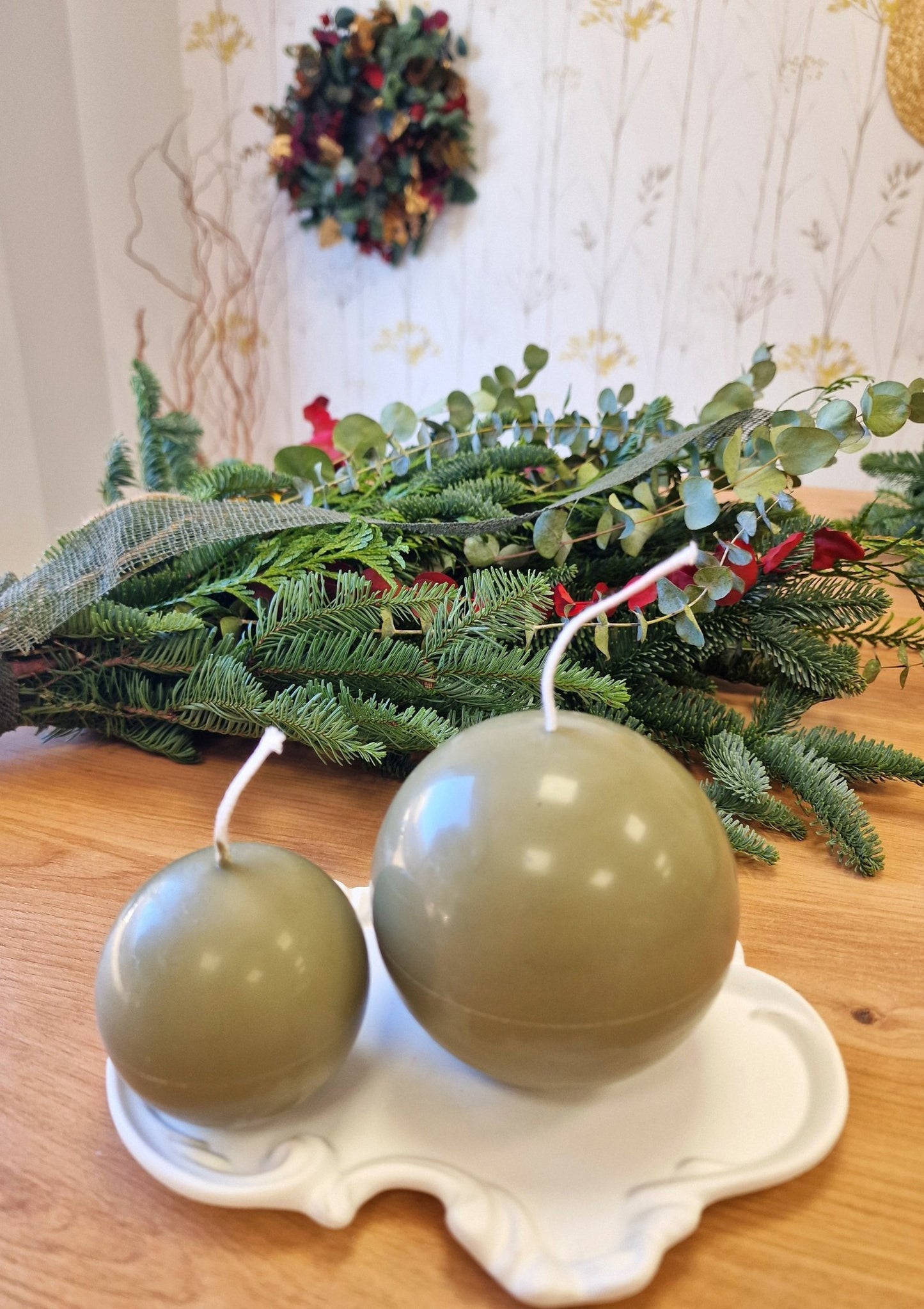 artesanal Set Velas Navidad Esferas — Artesanal y Natural hecho a mano en Taller Floral by Vera Kiperi Zaragoza