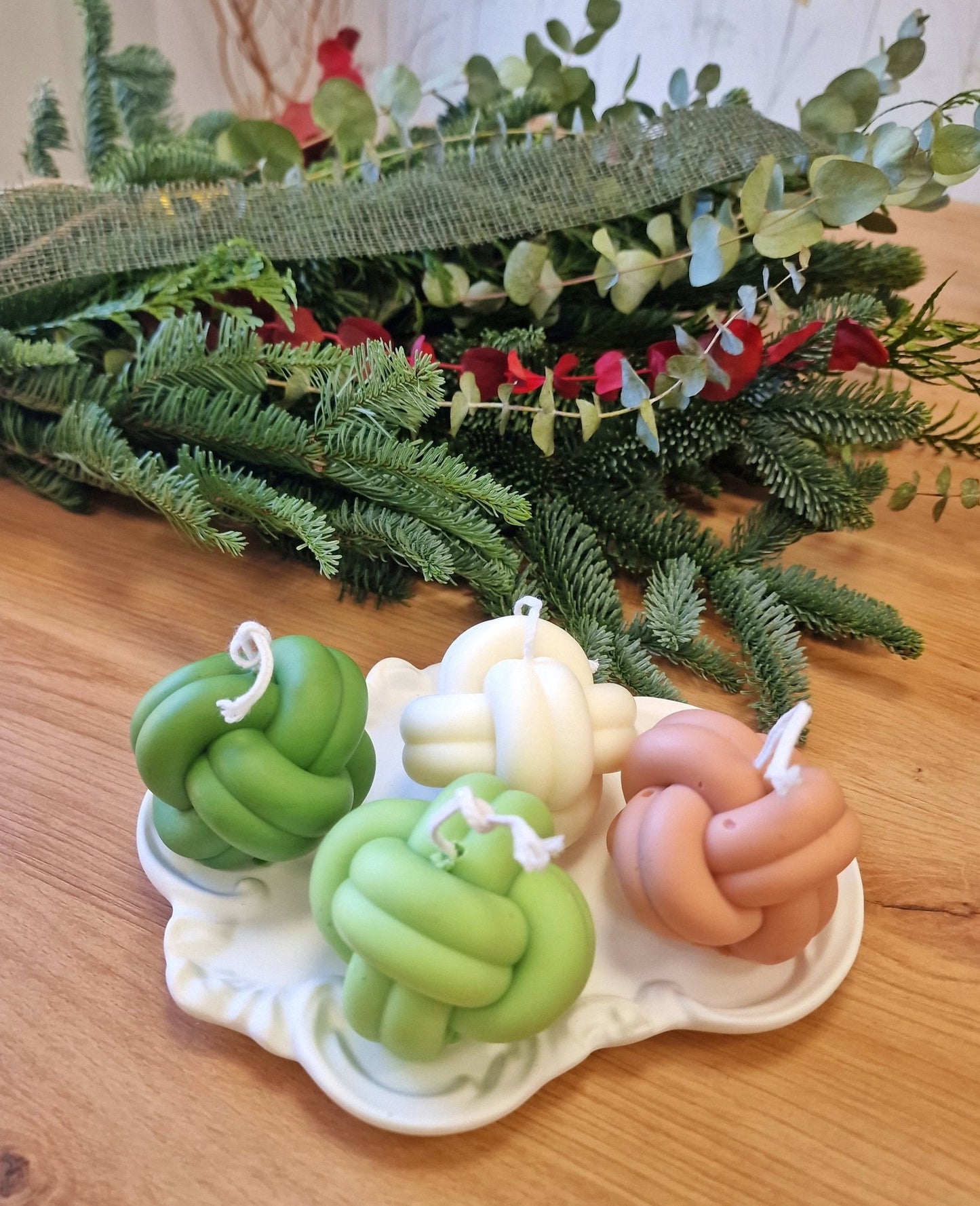 artesanal Set Velas Nudo hecho a mano en Taller Floral by Vera Kiperi Zaragoza