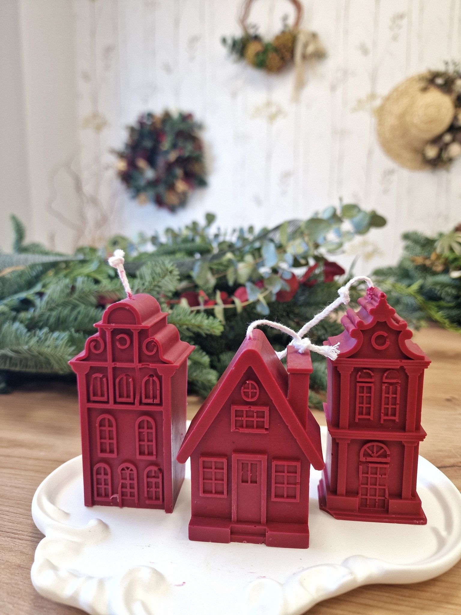 artesanal Set Velas Pueblo Granate hecho a mano en Taller Floral by Vera Kiperi Zaragoza