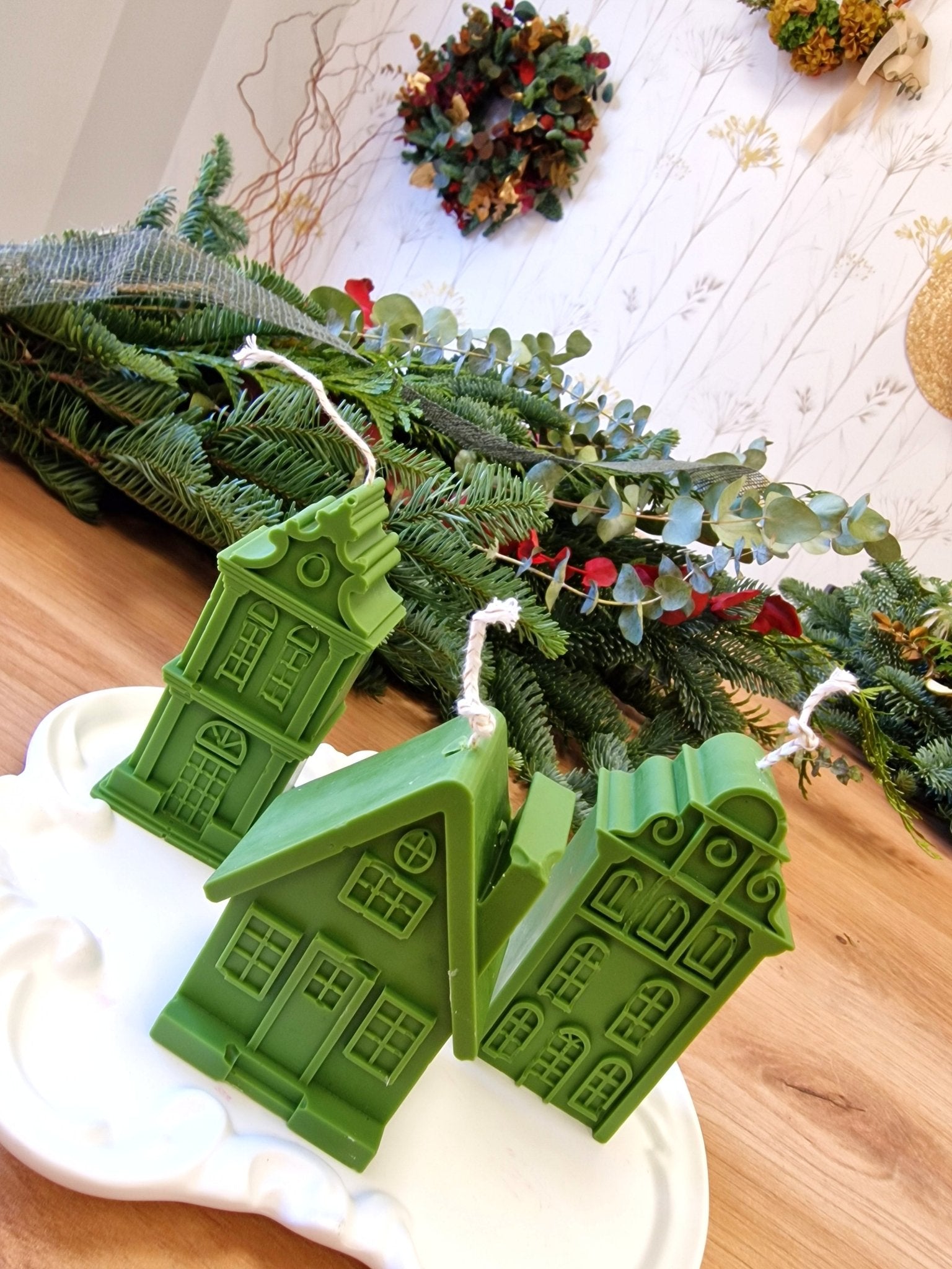 artesanal Set Velas Pueblo Verde hecho a mano en Taller Floral by Vera Kiperi Zaragoza