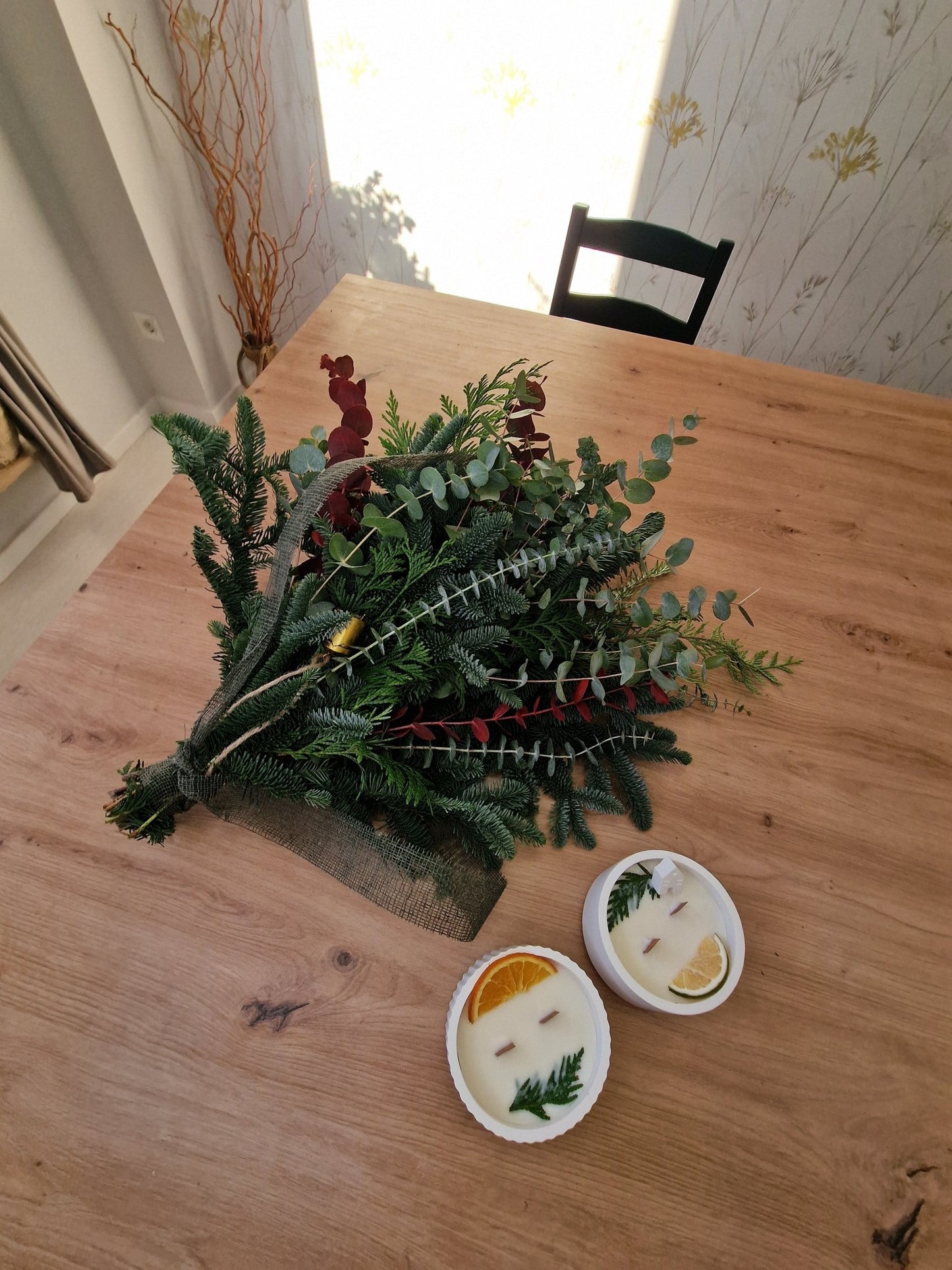 artesanal Taller Ramo de Invierno para Secar y Vela hecho a mano en Taller Floral by Vera Kiperi Zaragoza