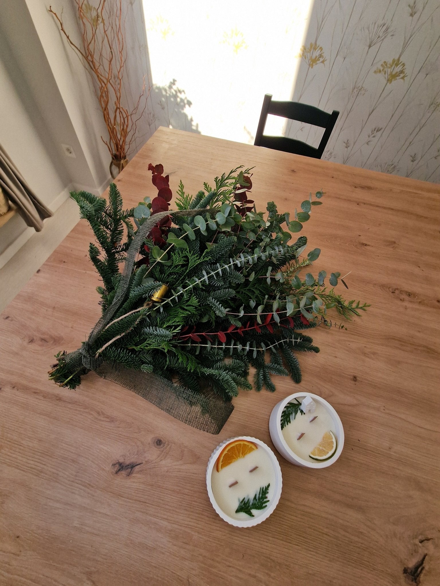 artesanal Taller Ramo de Invierno para Secar y Vela hecho a mano en Taller Floral by Vera Kiperi Zaragoza