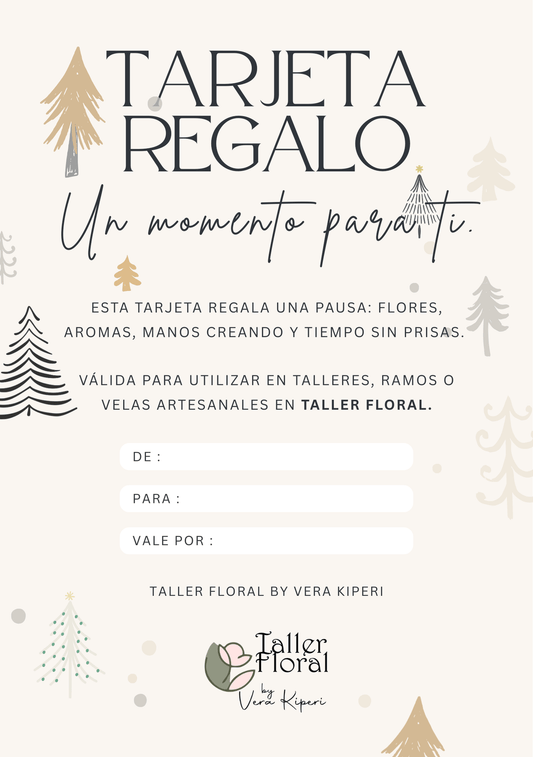 artesanal Tarjeta Regalo hecho a mano en Taller Floral by Vera Kiperi Zaragoza