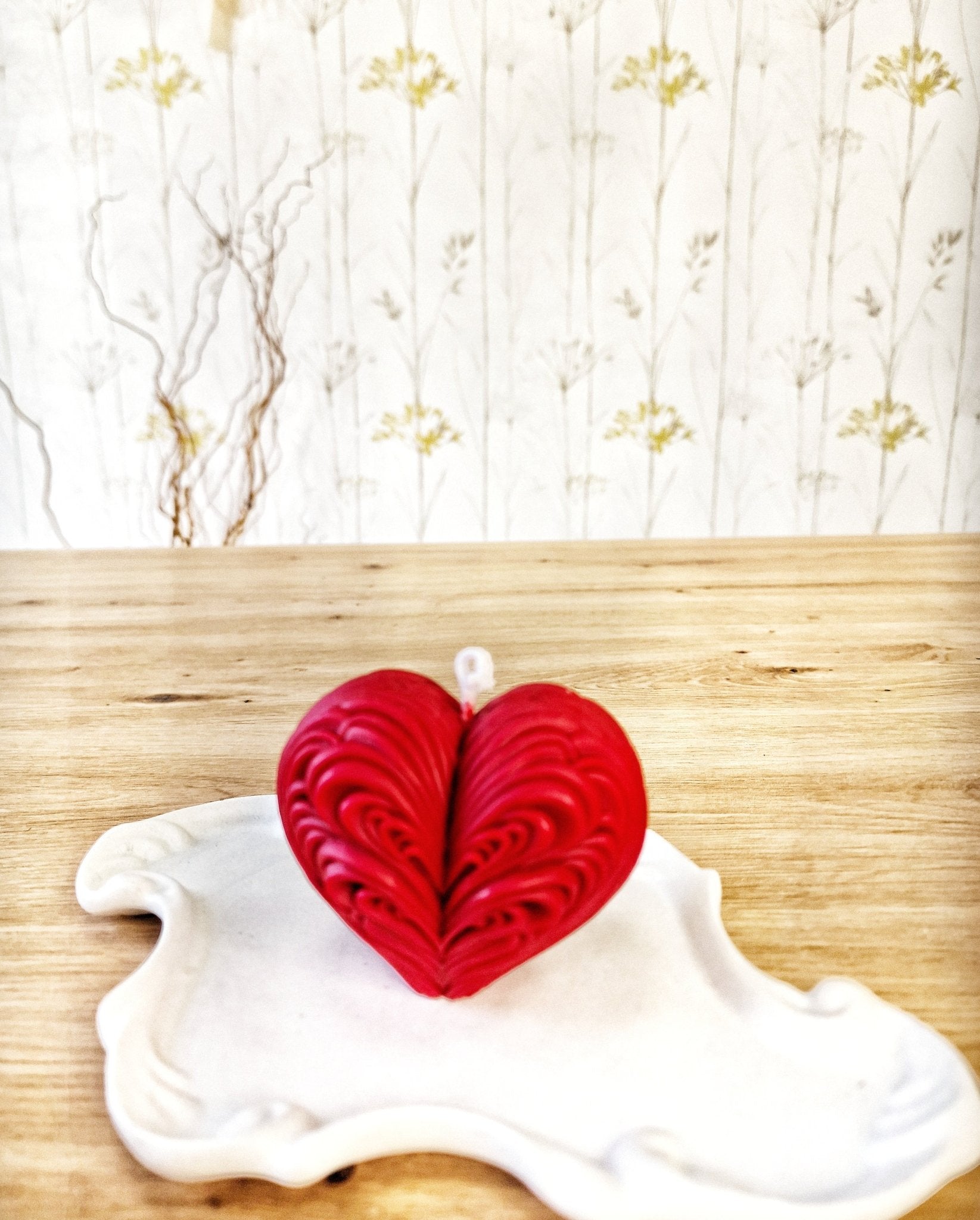 artesanal Vela Corazon Escarlata hecho a mano en Taller Floral by Vera Kiperi Zaragoza