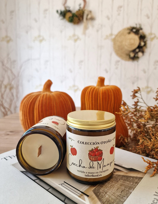 Vela artesanal Vela “Cosecha de Manzana” – Colección Otoño hecho a mano en Taller Floral by Vera Kiperi Zaragoza