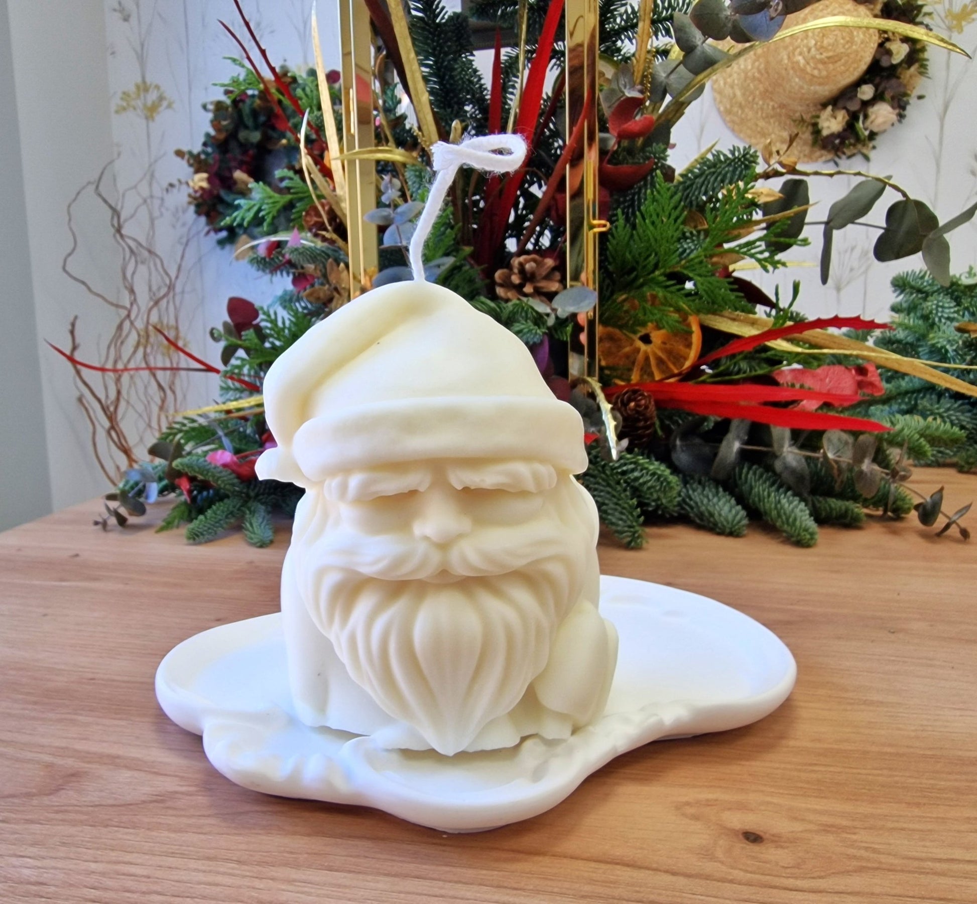 artesanal VELA Papa Noel hecho a mano en Taller Floral by Vera Kiperi Zaragoza