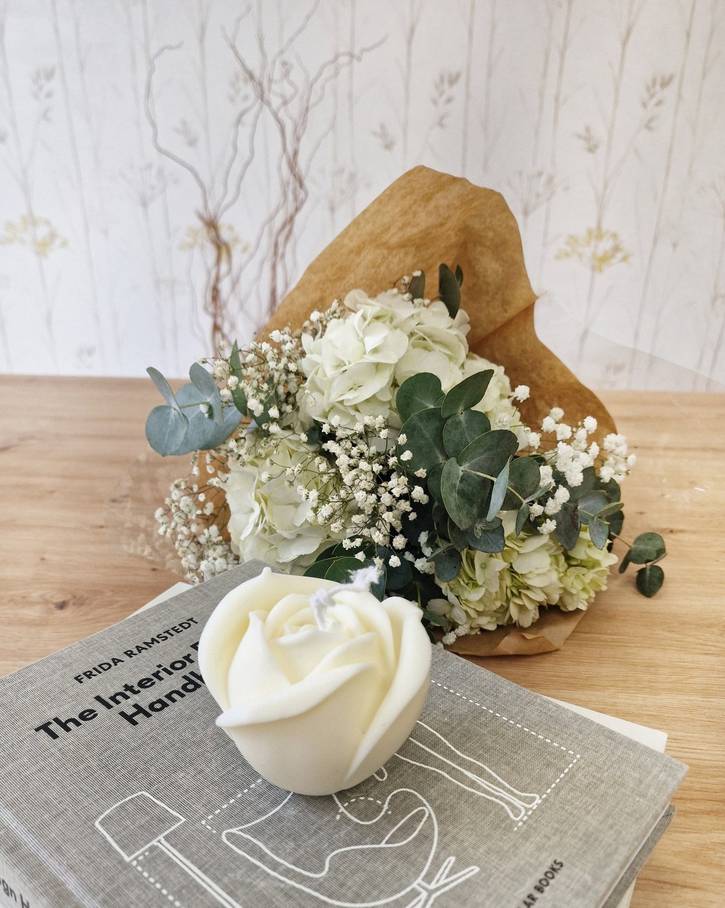 artesanal Vela Rosa hecho a mano en Taller Floral by Vera Kiperi Zaragoza